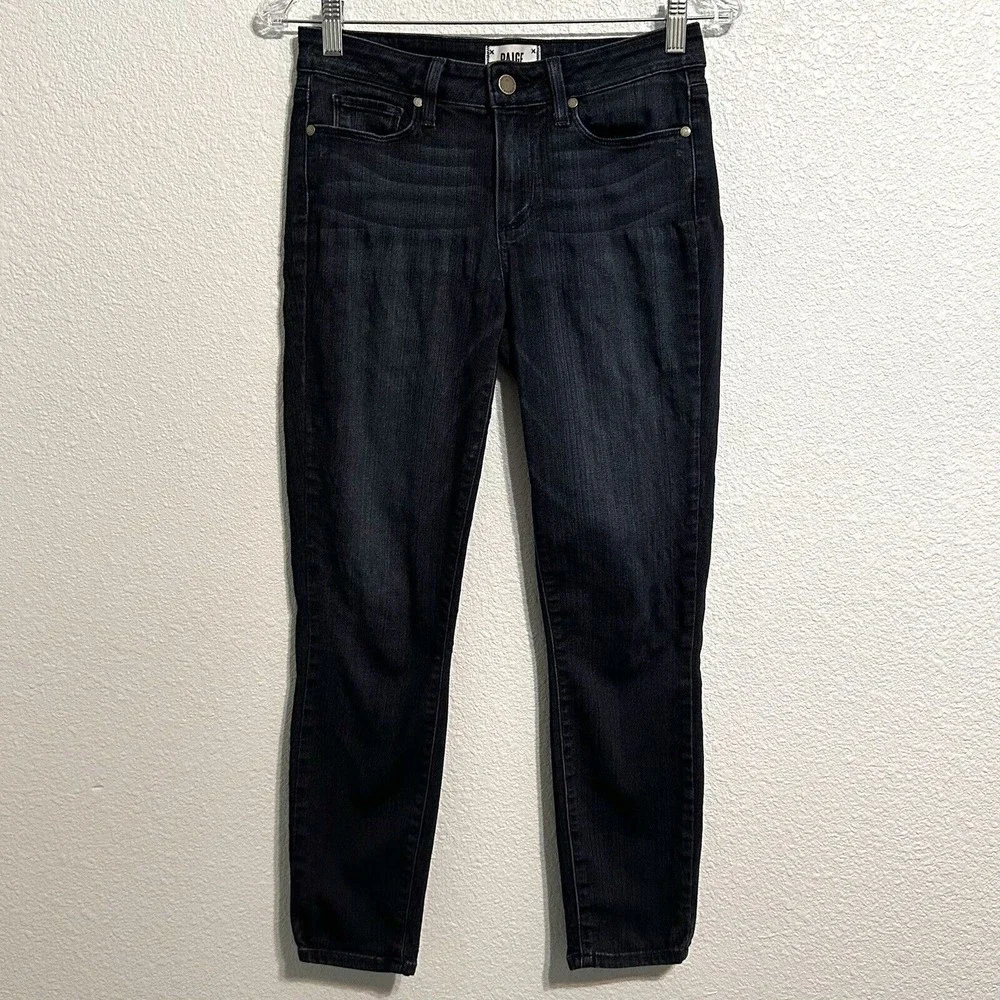 Paige Verdugo Crop Womens Dark Wash Blue Jeans Size 27 - Picture 1 of 10